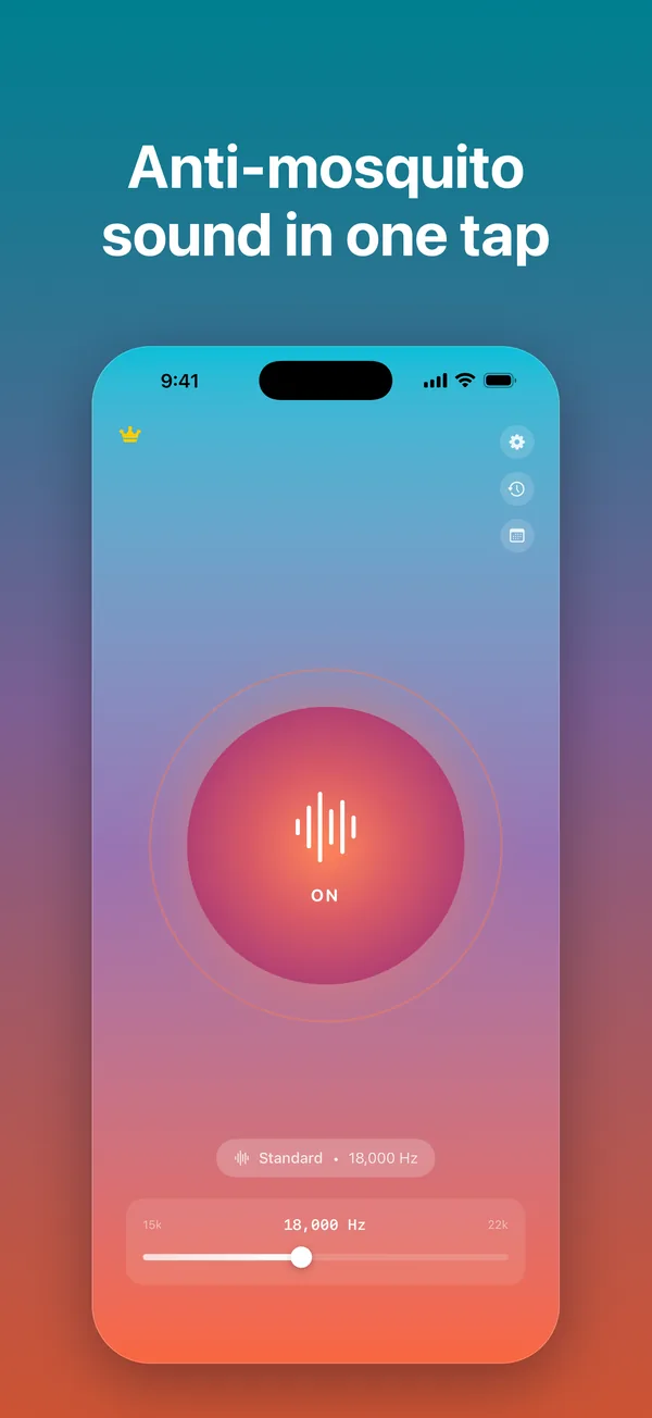 Anti-mosquito sound in one tap: the main screen with the tone on
