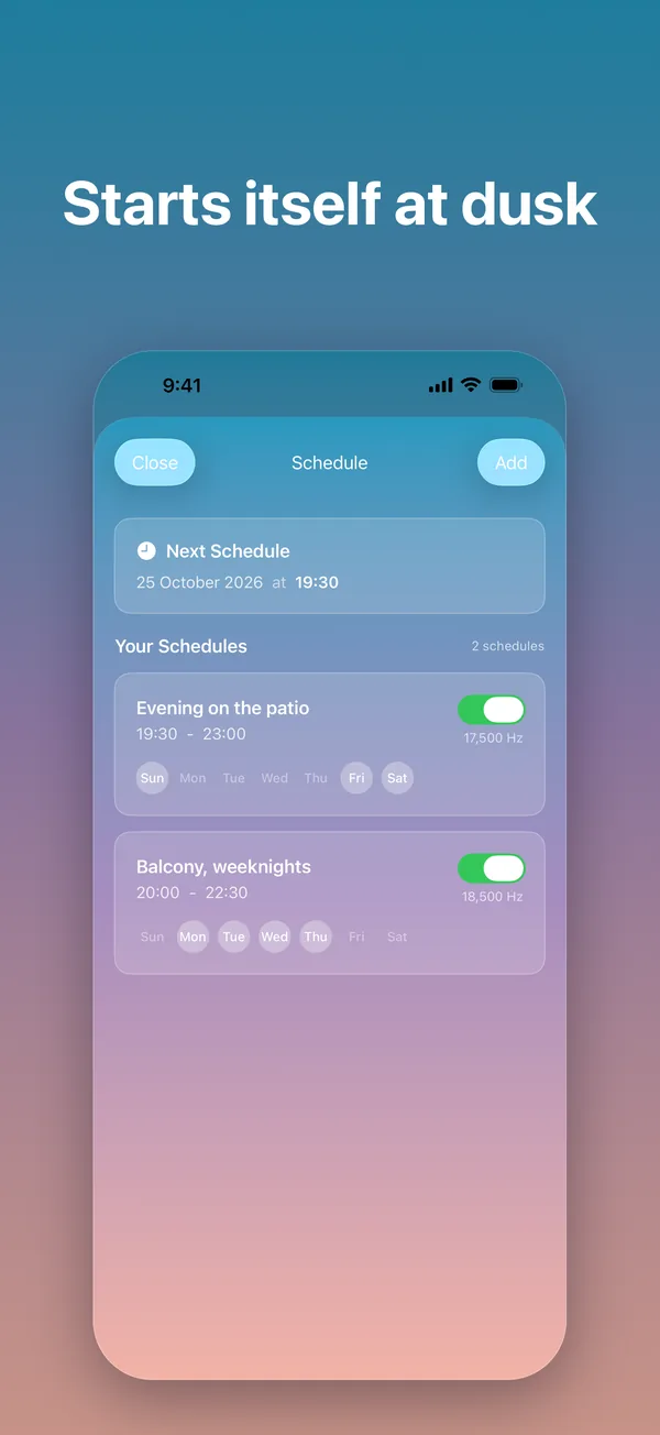 Schedules that start the tone at dusk