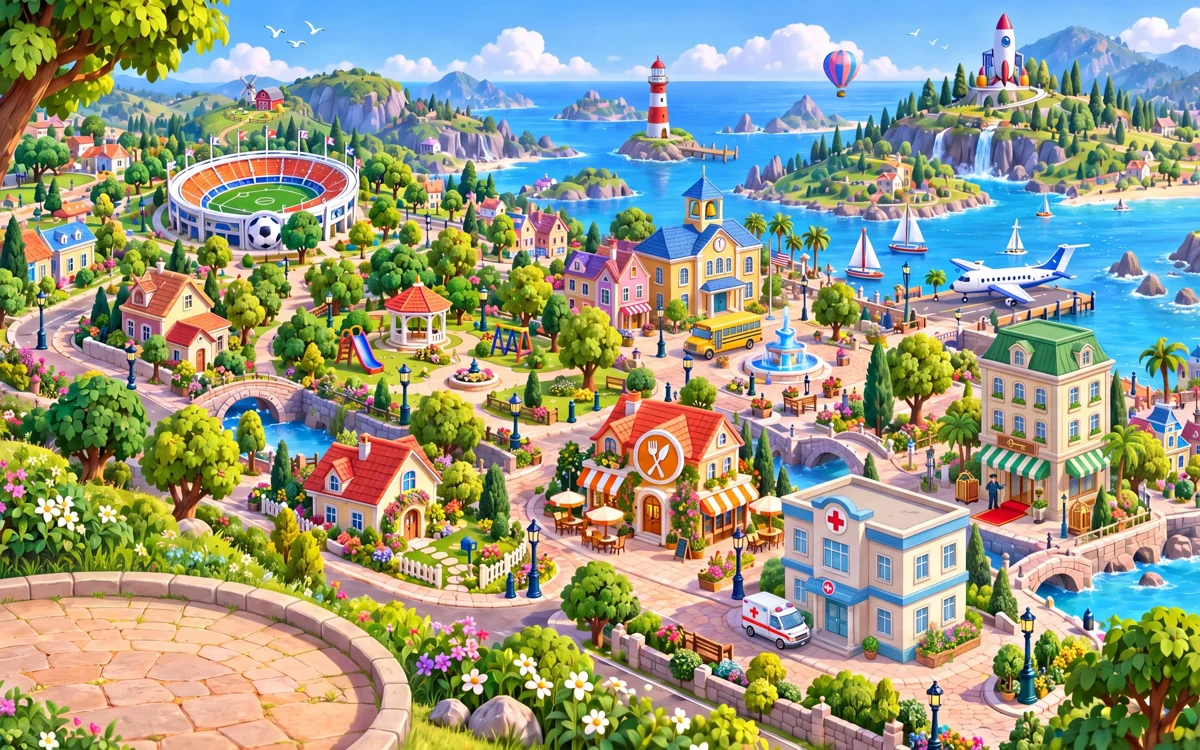 Kadoo's town map, with its eleven places